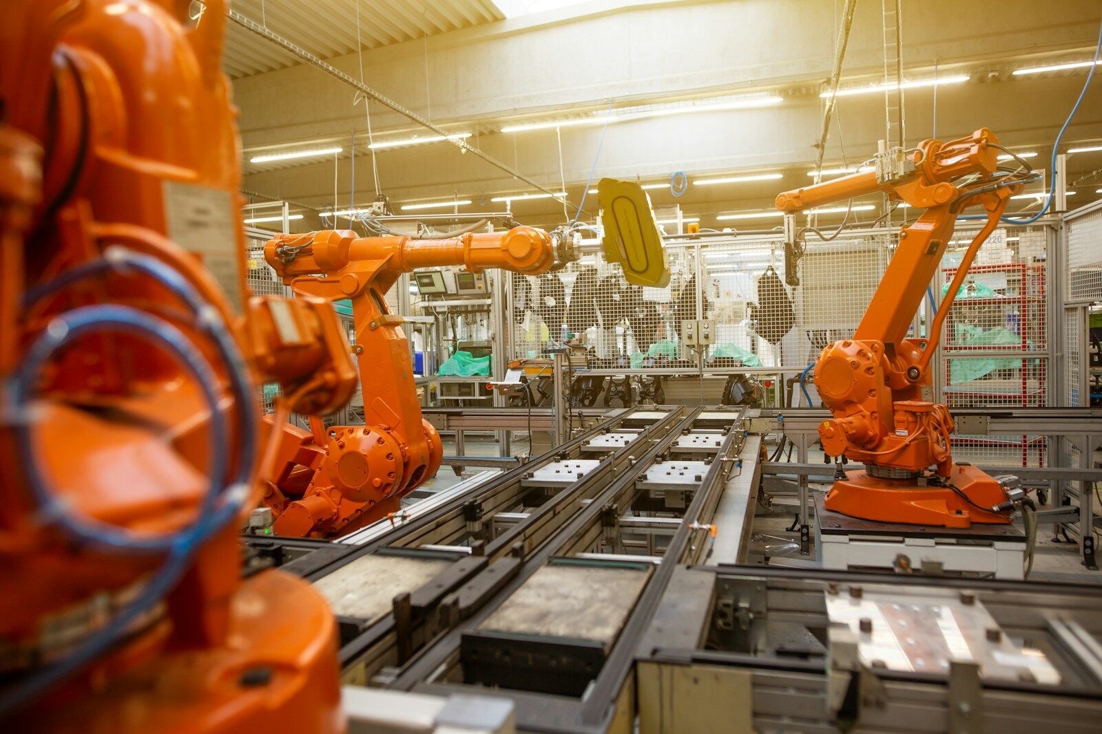 Home a factory filled with lots of orange machines